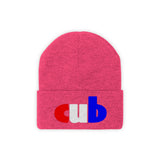 embroidered cub Knit Beanie red white and blue