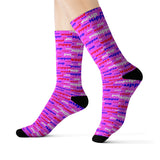 Copy of pup puppy pupper woof Sublimation Socks red white blue and pink