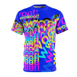 woof! cmyk on blue all gender AOP Cut & Sew Tee