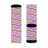 human just like you cmyk on pink Sublimation Socks