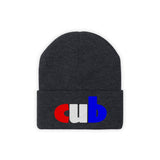 embroidered cub Knit Beanie red white and blue