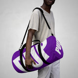 custom white and purple pup Duffle Bag V3