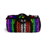"be upstander" upstander Duffle Bag (rainbow all over graphic)