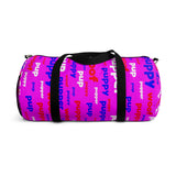 Pup puppy pupper woof custom Duffle Bag red white blue and pink