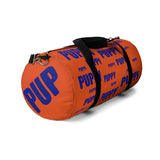 custom puppy duffle bag dark blue and orange version 2
