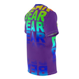 "BE BEAR" BEAR All Over Print Tee (rainbow on purple)