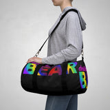 "destination bear" Duffle Bag (radial rainbow graphic)