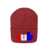 embroidered cub Knit Beanie red white and blue