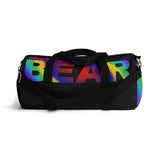 "destination bear" Duffle Bag (radial rainbow graphic)