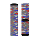 Copy of Copy of Copy of pup puppy pupper woof Sublimation Socks red white blue and grey