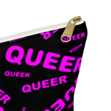 "be queer" queer Accessory Pouch w T-bottom (pink and black all over print)