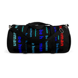 "be human" Duffle / gym Bag (blues with red all over graphic)