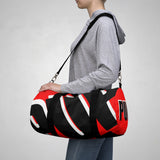 PUP custom Duffle Bag over sized black and white on red graphic