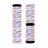 pup puppy pupper woof Sublimation Socks red white and blue