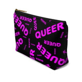 "be queer" queer Accessory Pouch w T-bottom (pink and black all over print)