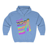 woof! CMYK all gender Heavy Blend™ Full Zip Hooded Sweatshirt