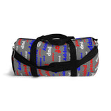 Pup puppy pupper woof custom Duffle Bag red white blue and grey