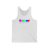 Queer all gender Jersey Tank funty tank rainbow graphic