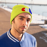 embroidered cub Knit Beanie red white and blue