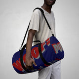 custom wolf pup hybrid woof Duffle Bag crimson dark grey dark navy