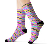 human just like you cmyk on pink Sublimation Socks