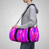 Pup puppy pupper woof custom Duffle Bag red white blue and pink