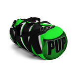 PUP custom Duffle Bag over sized black and white on bright green graphic
