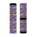 Copy of Copy of Copy of pup puppy pupper woof Sublimation Socks red white blue and grey