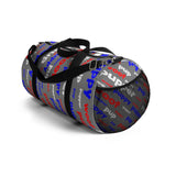 Pup puppy pupper woof custom Duffle Bag red white blue and grey