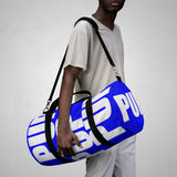 custom puppy Duffle Bag "PUP" blue and white version four
