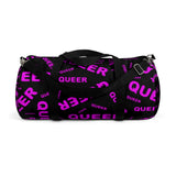 be queer, queer Duffle Bag (pink and black all over print)