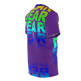 "BE BEAR" BEAR All Over Print Tee (rainbow on purple)