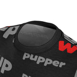 custom concept pup AOP Cut & Sew Tee lt grey black red puppy pupper woof