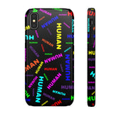 "be human" human Snap Cases (bright rainbow and black all over print)