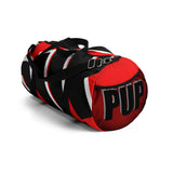 PUP custom Duffle Bag over sized black and white on red graphic