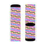human just like you cmyk on pink Sublimation Socks