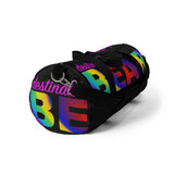 "destination bear" Duffle Bag (radial rainbow graphic)