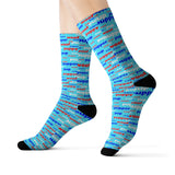Copy of Copy of pup puppy pupper woof Sublimation Socks red white blue and light blue
