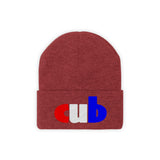 embroidered cub Knit Beanie red white and blue