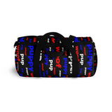 Pup pupper puppy woof custom Duffle Bag red white blue and black