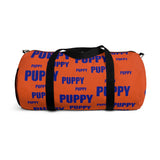 custom puppy duffle bag dark blue and orange version 2