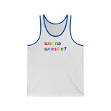 wanna wrestle? all gender Jersey Tank