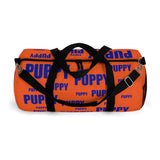 custom puppy duffle bag dark blue and orange version 2