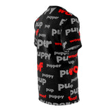 custom concept pup AOP Cut & Sew Tee lt grey black red puppy pupper woof