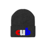 embroidered cub Knit Beanie red white and blue