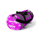 custom all over multi color pup and puppy on bright magenta Duffle Bag