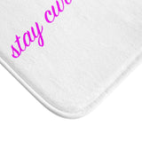 stay curious, be wonderful Bath Mat (pink on white print)