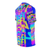 woof! cmyk on blue all gender AOP Cut & Sew Tee