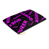 "be queer" queer Accessory Pouch (black and pink all over print)