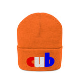 embroidered cub Knit Beanie red white and blue